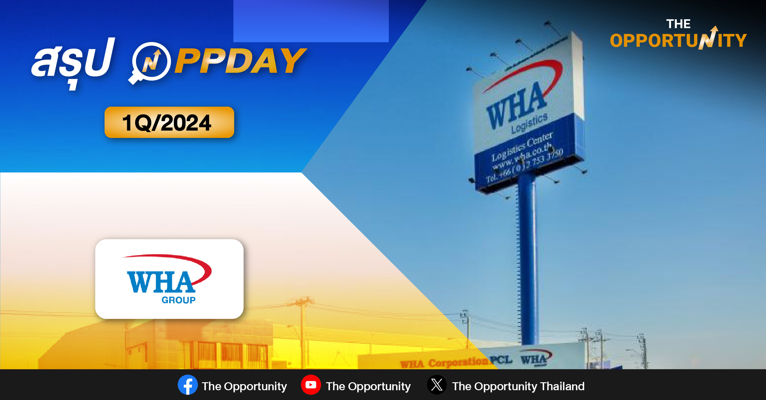 สรุป OPPDAY WHA 1Q/2024 จ่อเพิ่มเป้ายอดขายที่ดิน จากเดิม 2,275 ไร่ รับจีนย้านฐานผลิต-เจรจาลูกค้ารายใหญ่