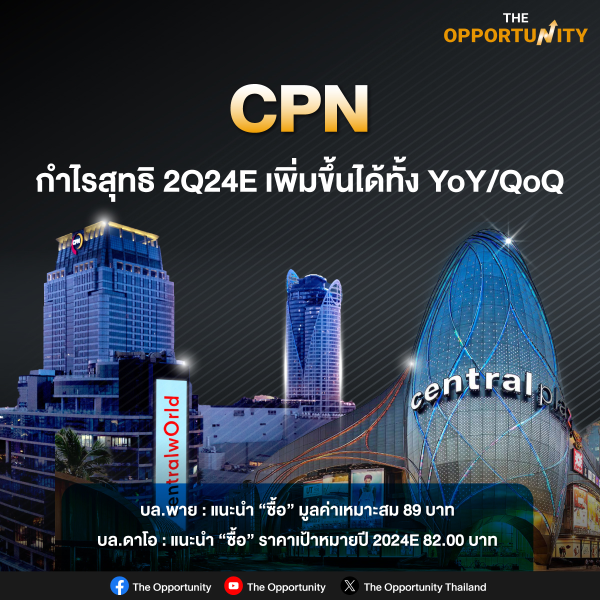 CPN  กำไรสุทธิ 2Q24E เพิ่มขึ้นได้ทั้ง YoY/QoQ